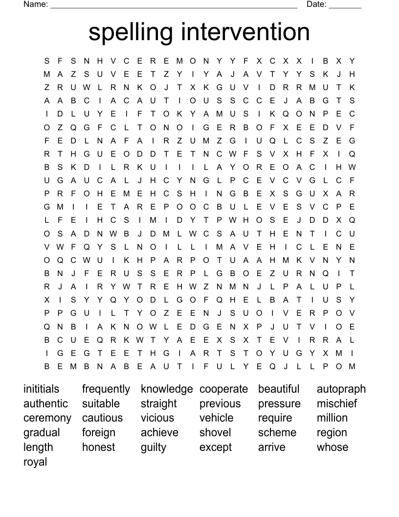 spelling intervention Word Search WordMint