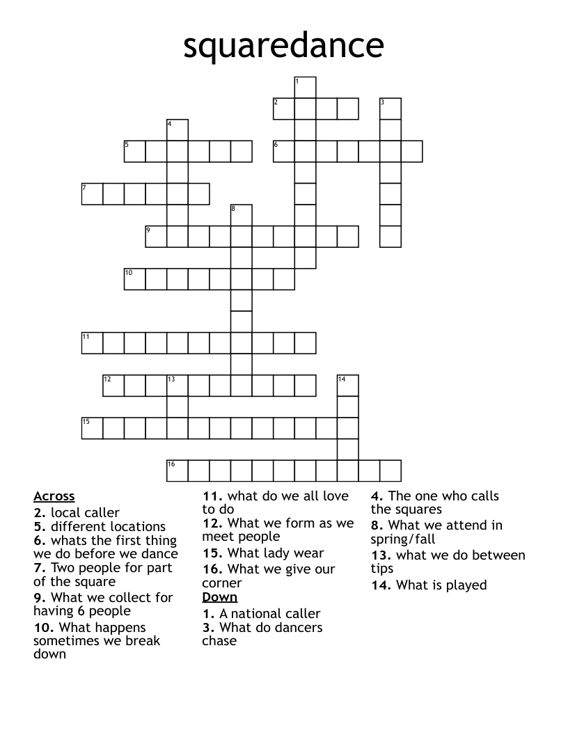 squaredance Crossword WordMint