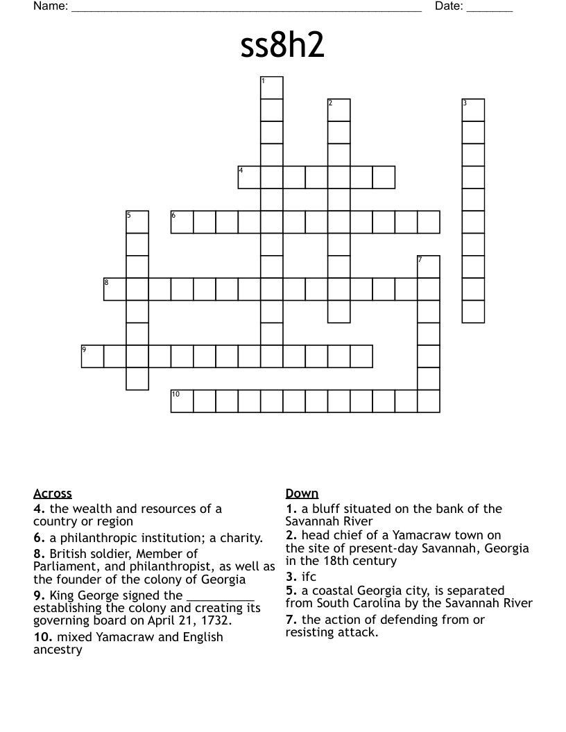 ss8h2 Crossword WordMint