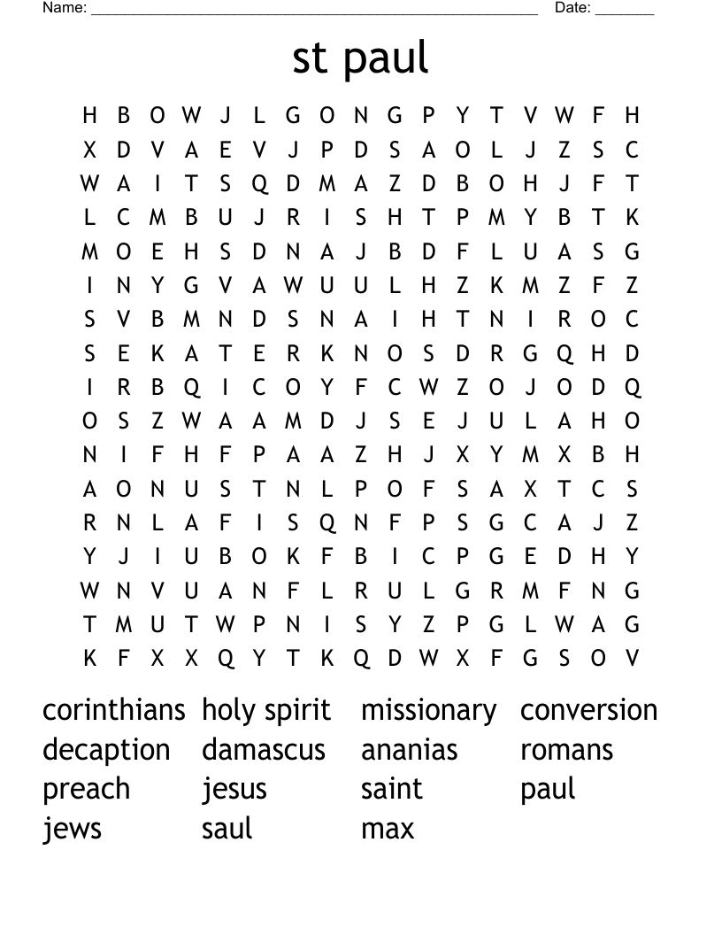 Saul's Conversion Word Search WordMint