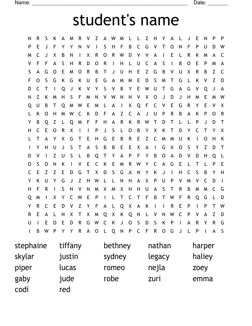 student's name Word Search - WordMint