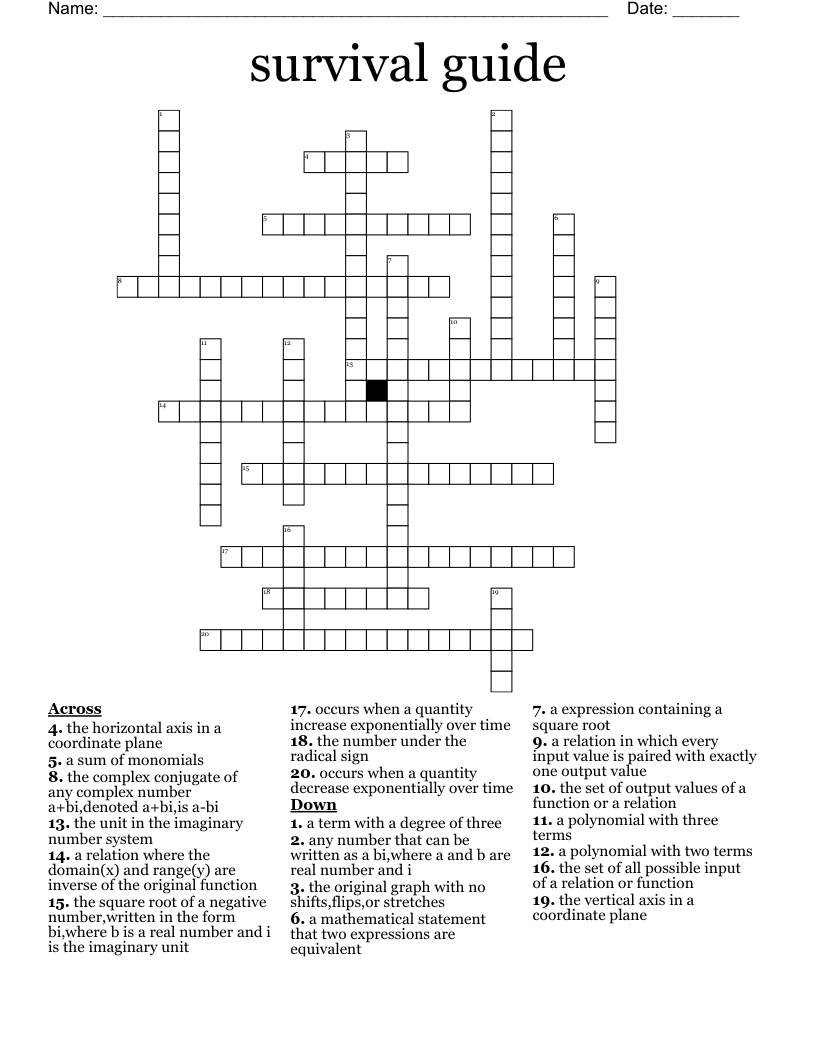 survival guide Crossword WordMint