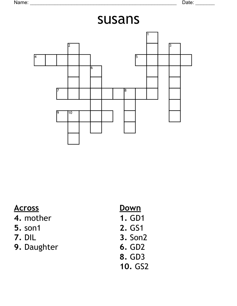susans Crossword WordMint