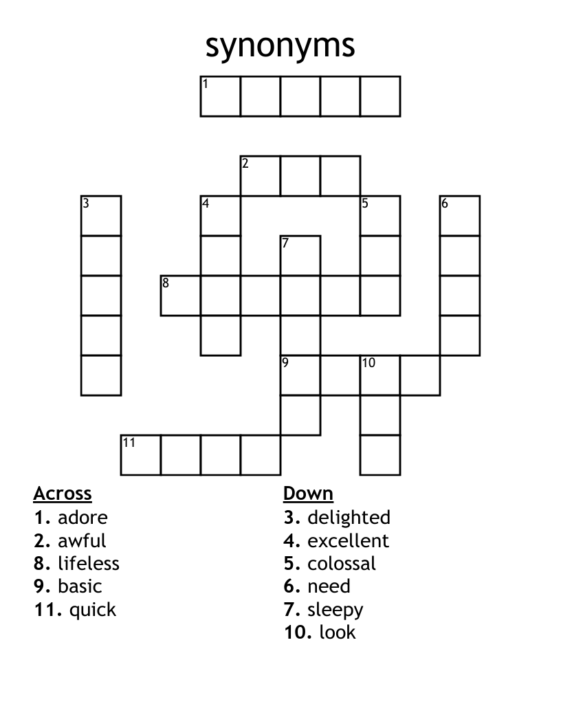 synonyms Crossword WordMint