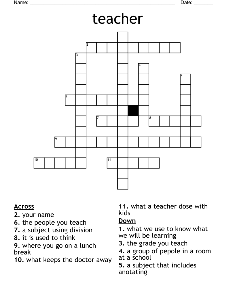 teacher Crossword - WordMint