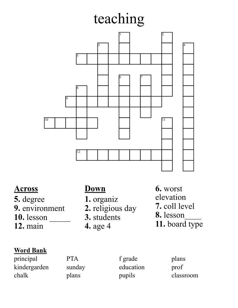 teaching Crossword WordMint
