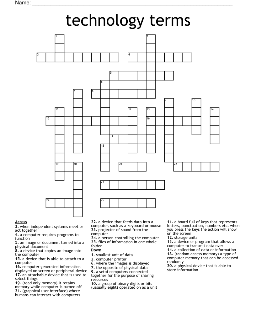 technology terms Crossword WordMint