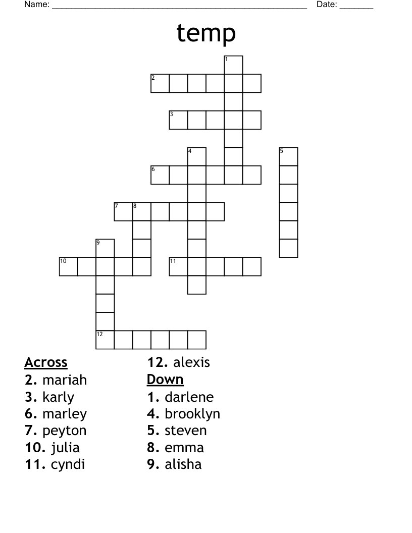 temp Crossword WordMint