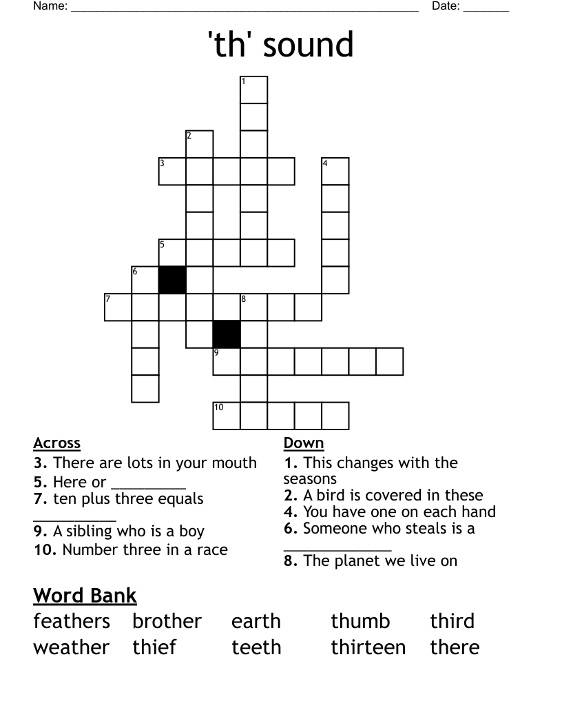 'th' sound Crossword WordMint