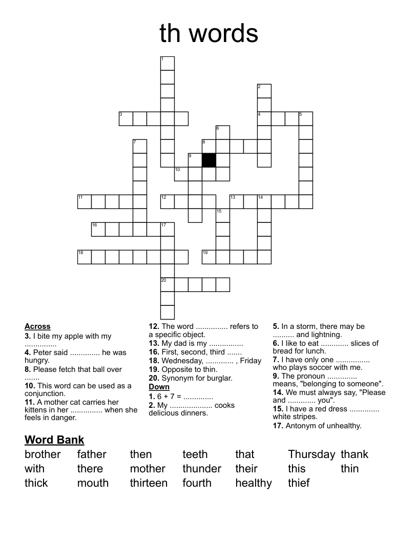 th words Crossword WordMint