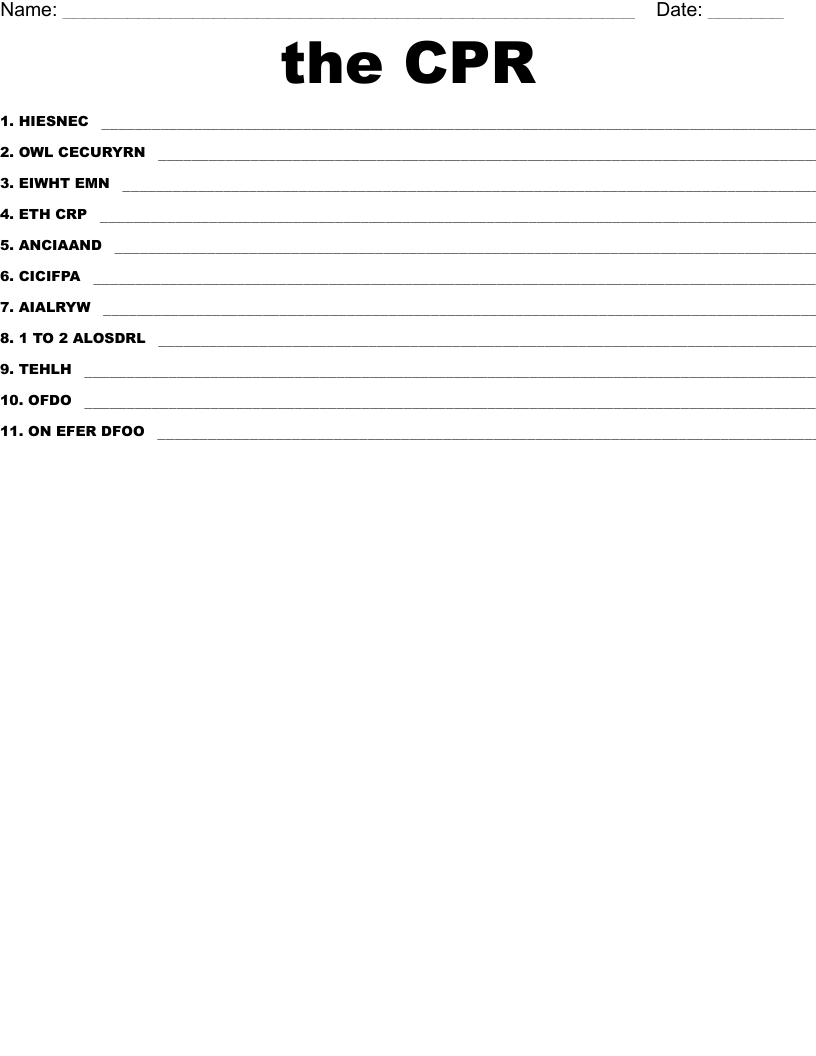 the CPR Word Scramble WordMint