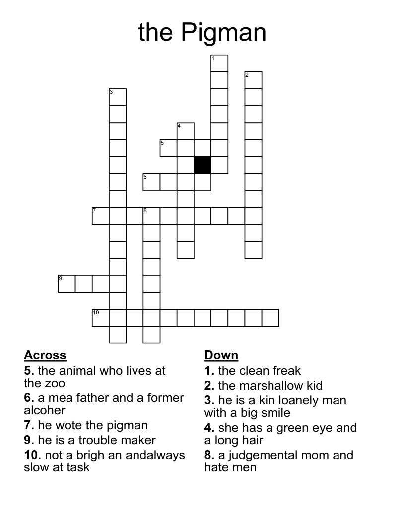 The Pigman Crossword WordMint