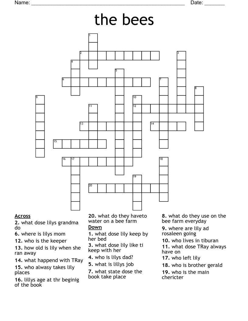 the bees Crossword WordMint