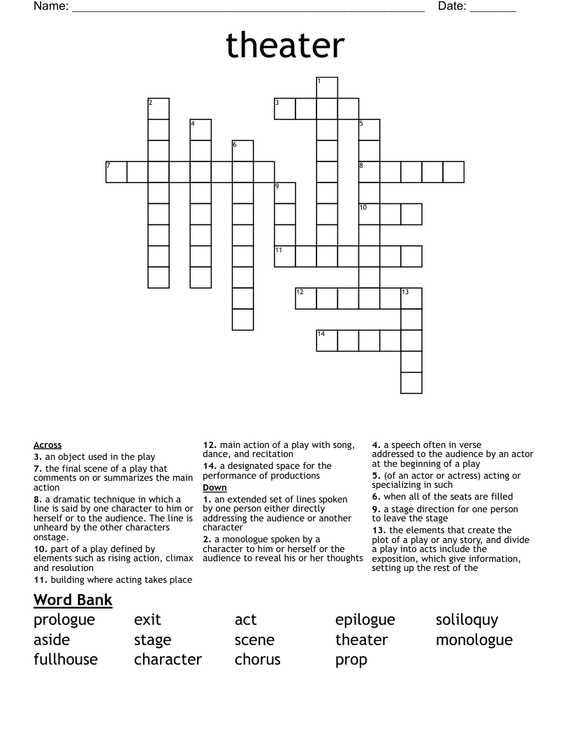 theater Crossword WordMint