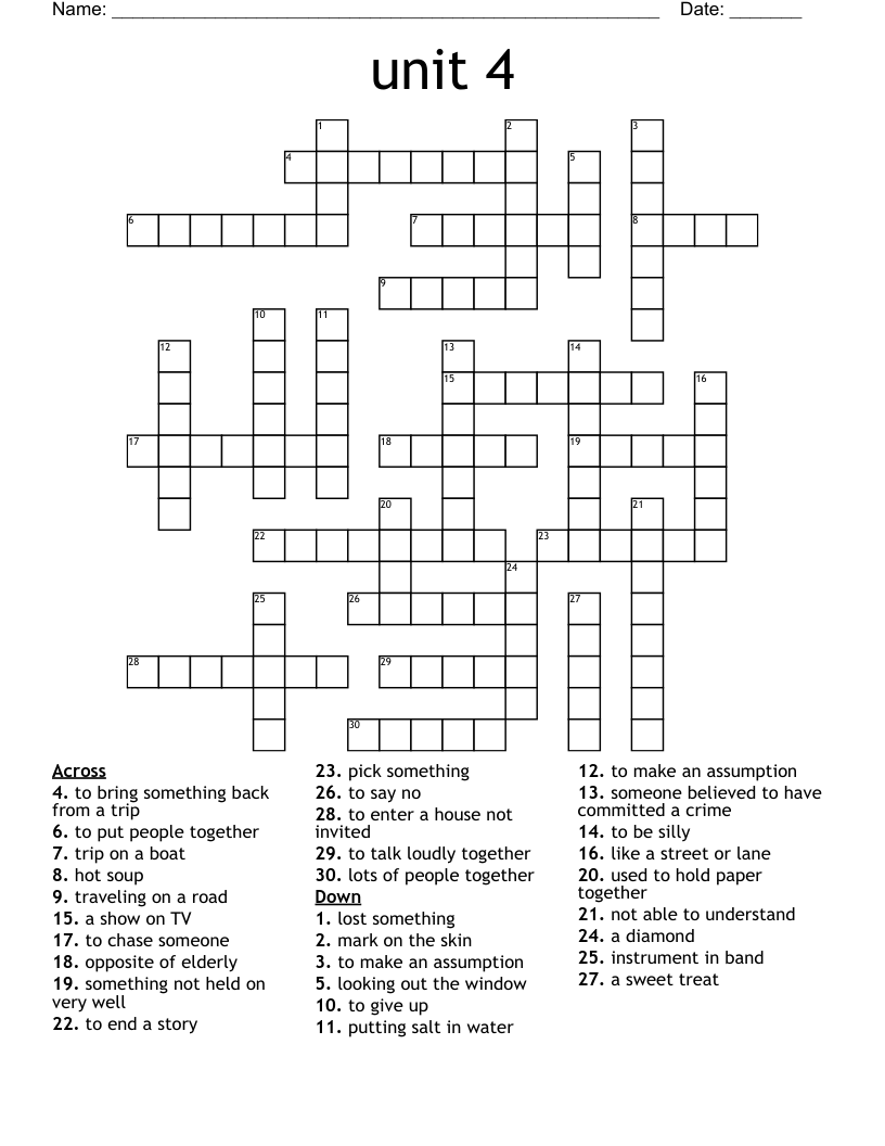 unit 4 Crossword - WordMint