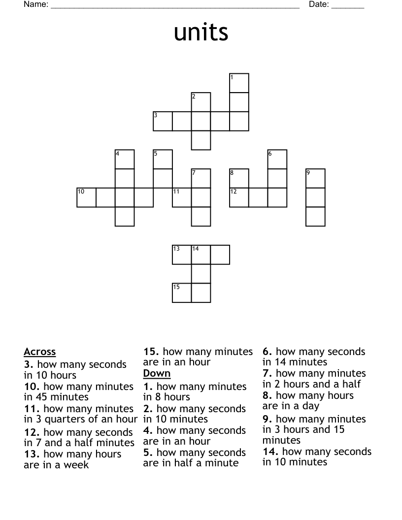 units Crossword WordMint
