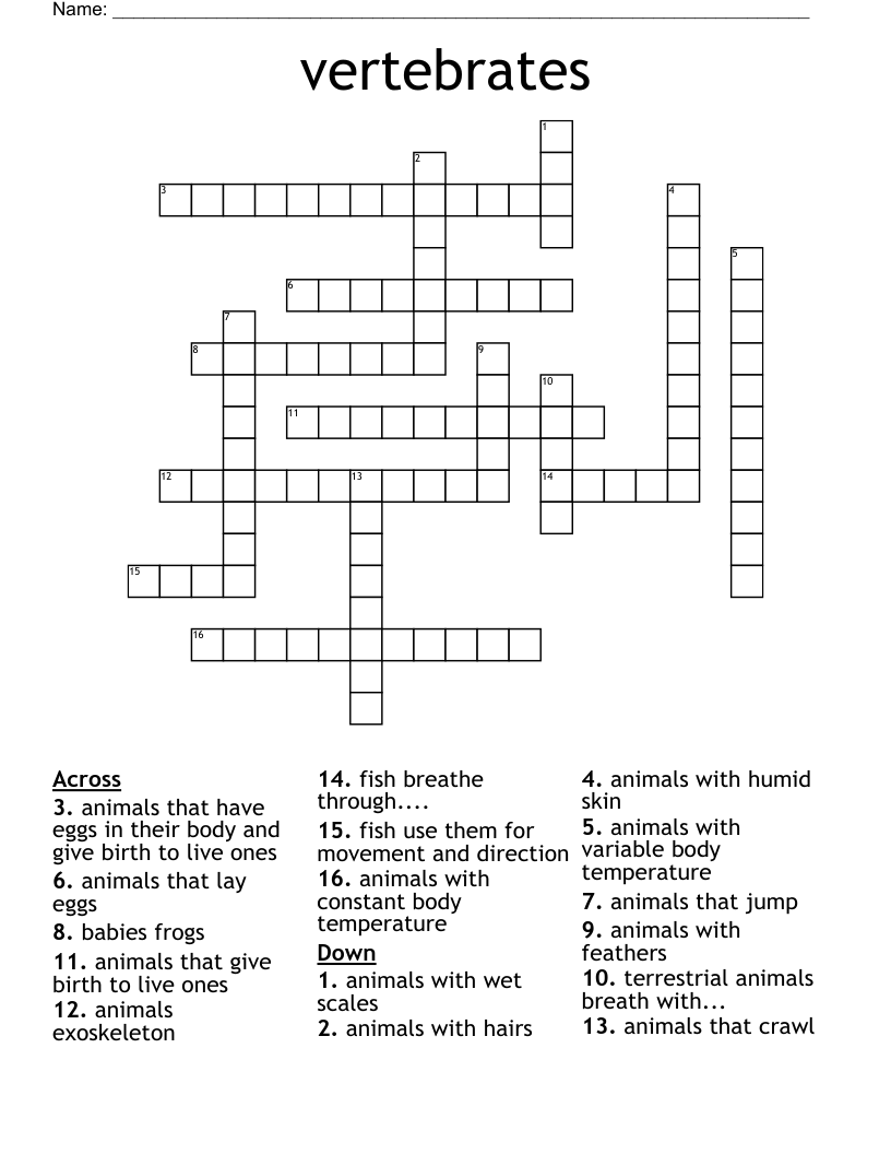 Viviparous and Oviparous Animals Crossword WordMint