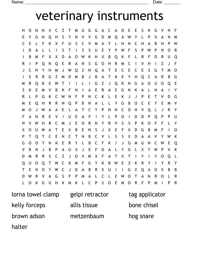 Surgical Instruments Crossword WordMint