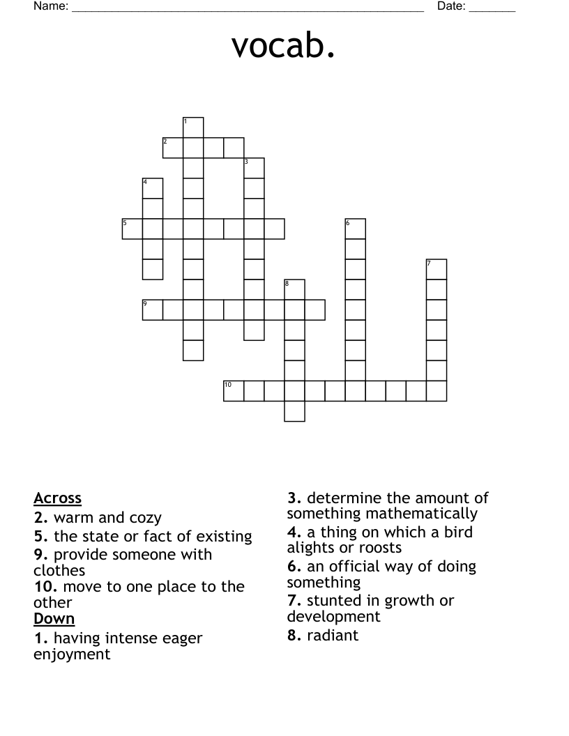vocab. Crossword WordMint