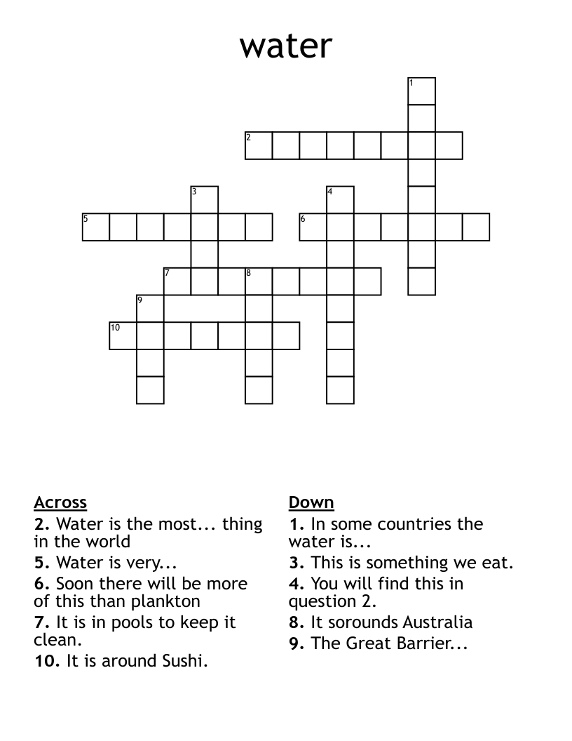 water Crossword WordMint