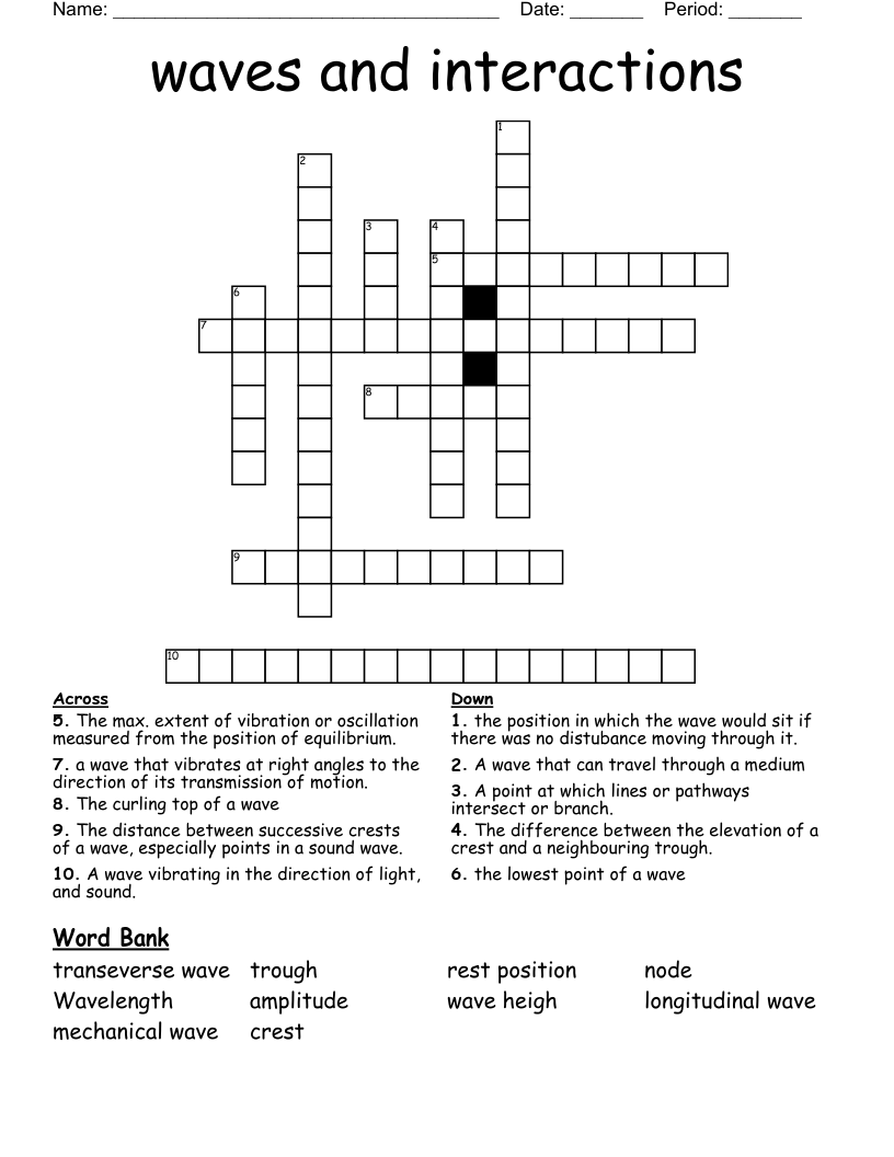 waves and interactions Crossword WordMint