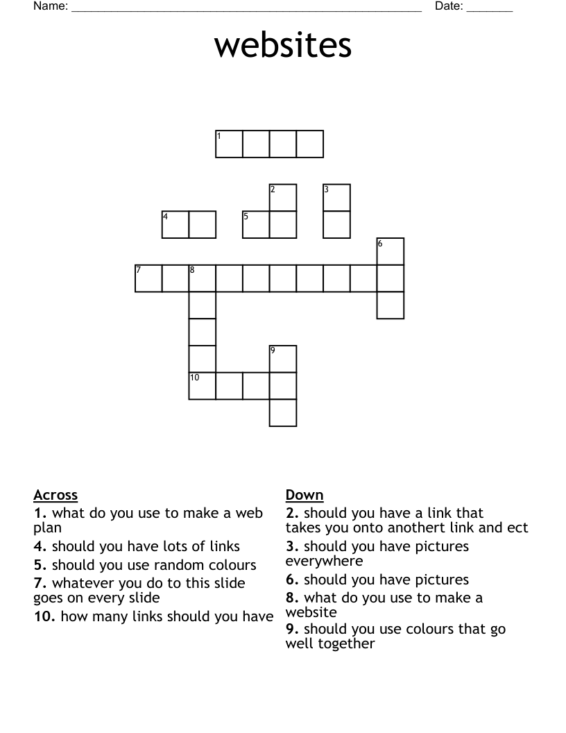 websites Crossword WordMint