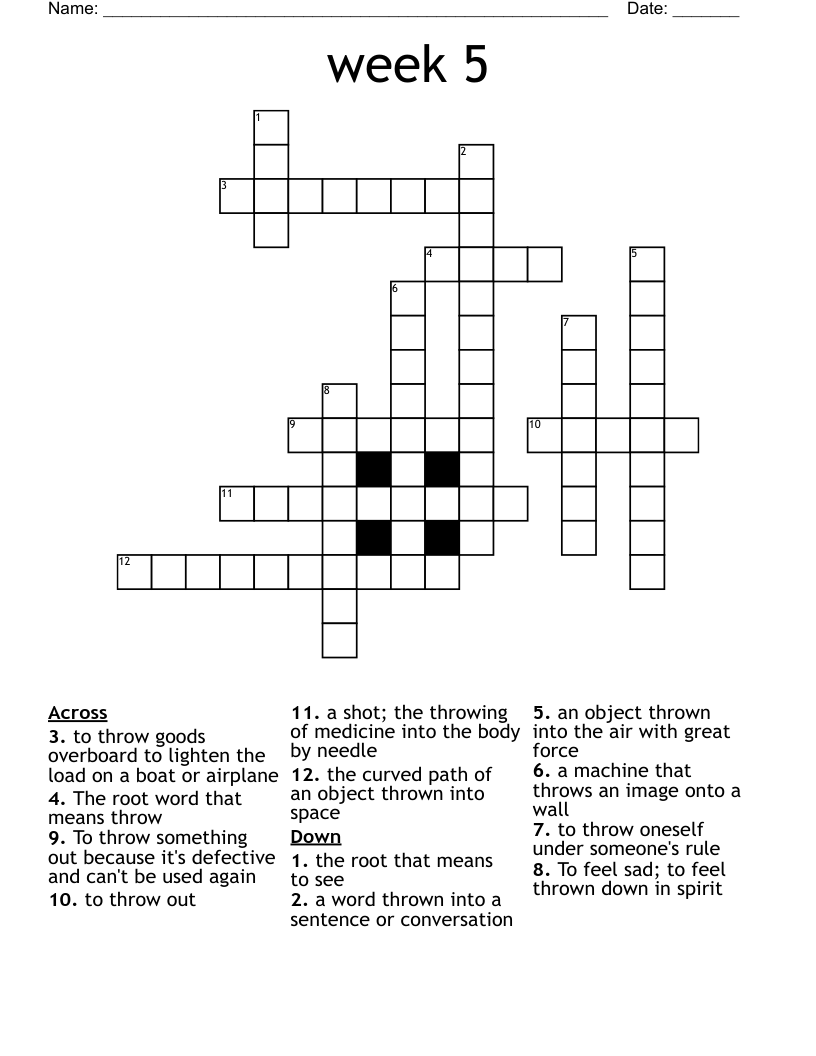 week 5 Crossword WordMint