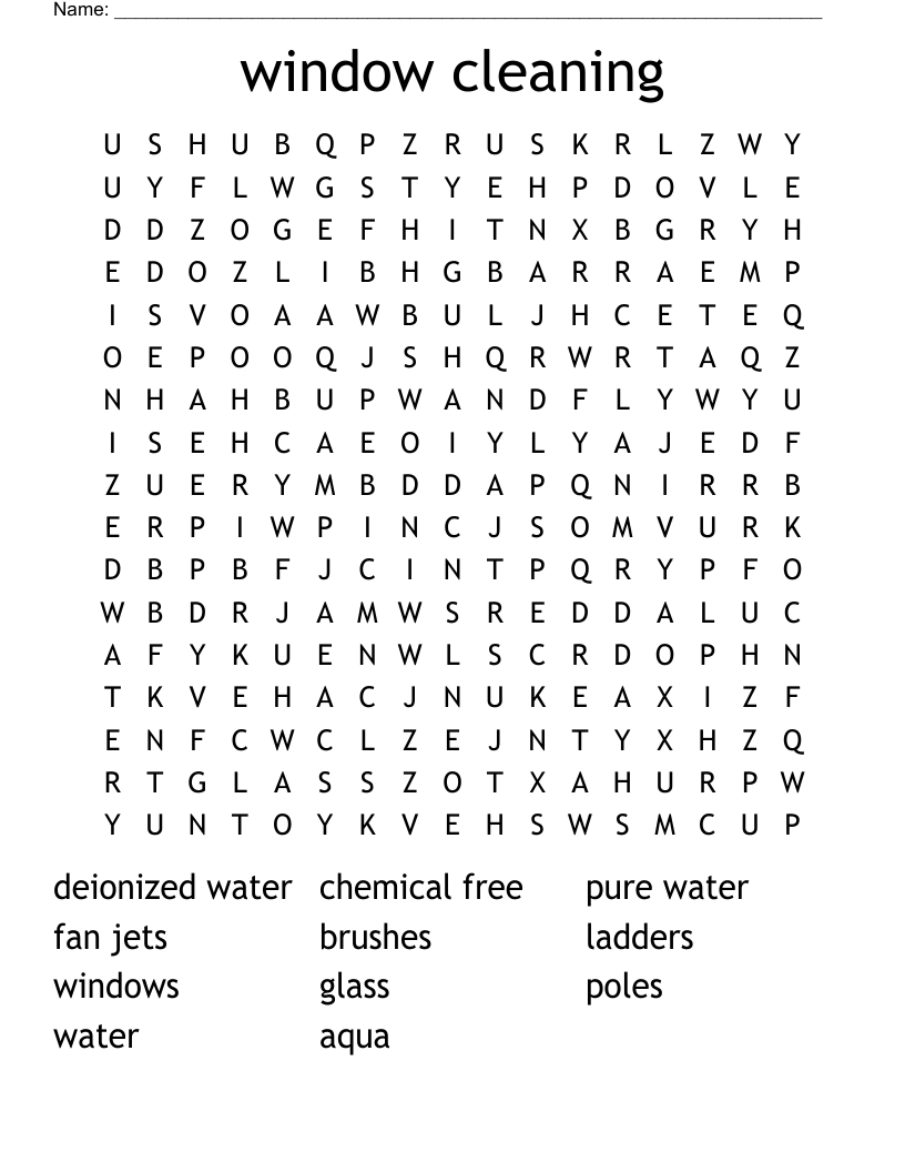 window cleaning Word Search WordMint