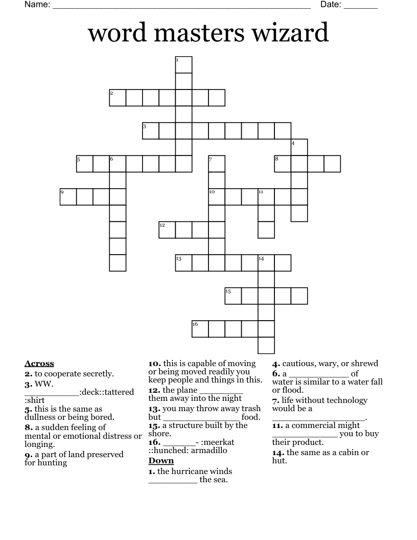 word masters wizard Crossword WordMint