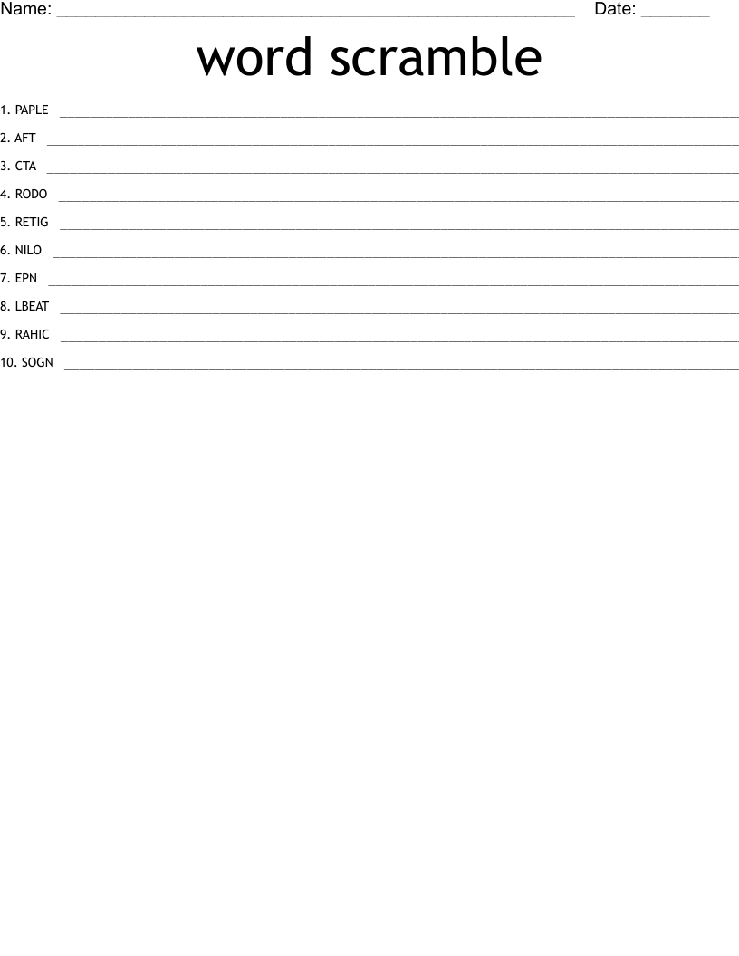 word scramble WordMint