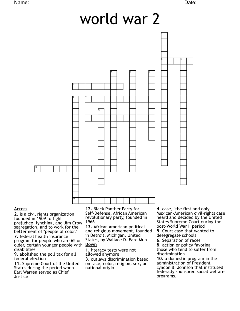 world war 2 Crossword WordMint