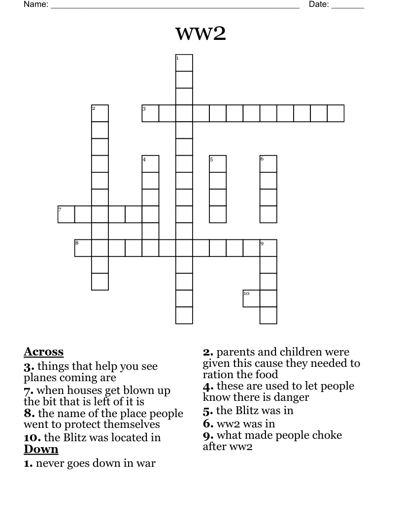 ww2 Crossword WordMint