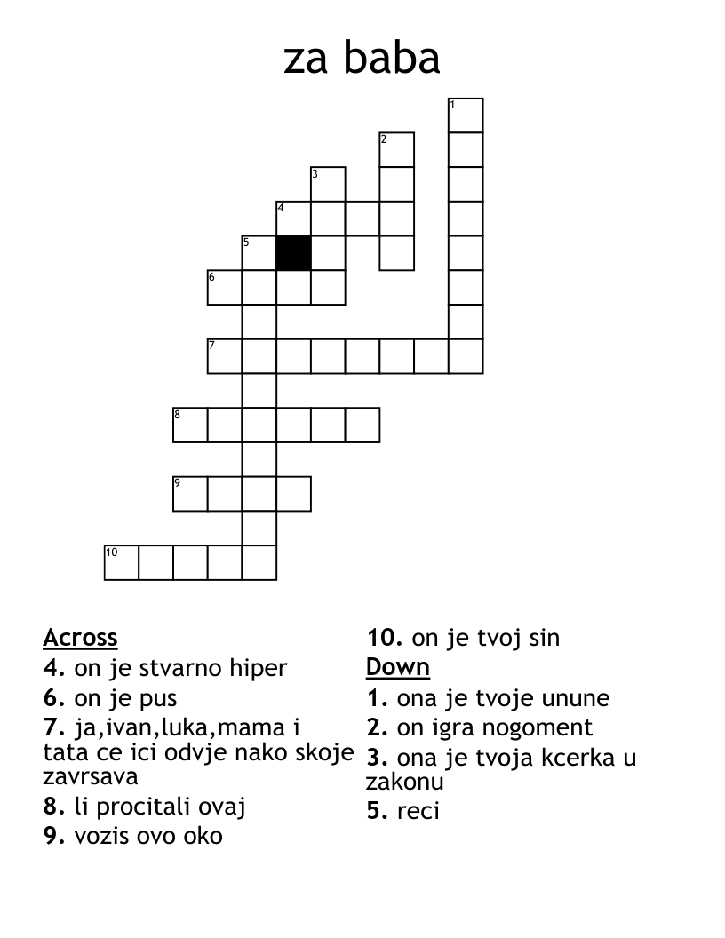 za baba Crossword WordMint