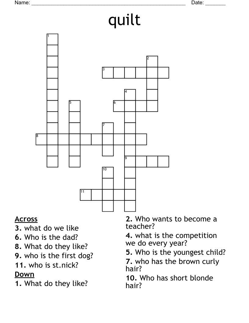 quilt Crossword WordMint