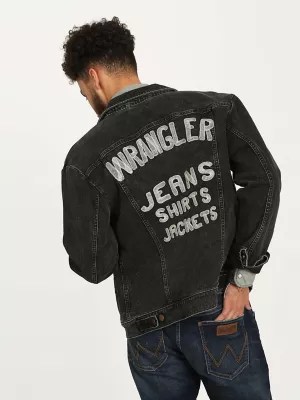 Men's Heritage Pleated Denim Jacket with Back Embellishment Mens