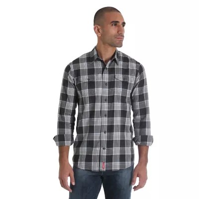 Men S Long Sleeve Button Down Two Flap Pocket Plaid Shirt Mens
