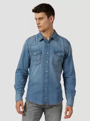 Men's Western Snap Denim Shirt Mens Shirts by Wrangler®