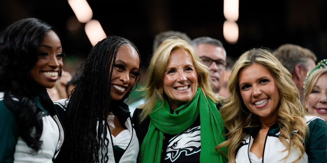 Jill Biden Cheers On the Eagles at the Super Bowl