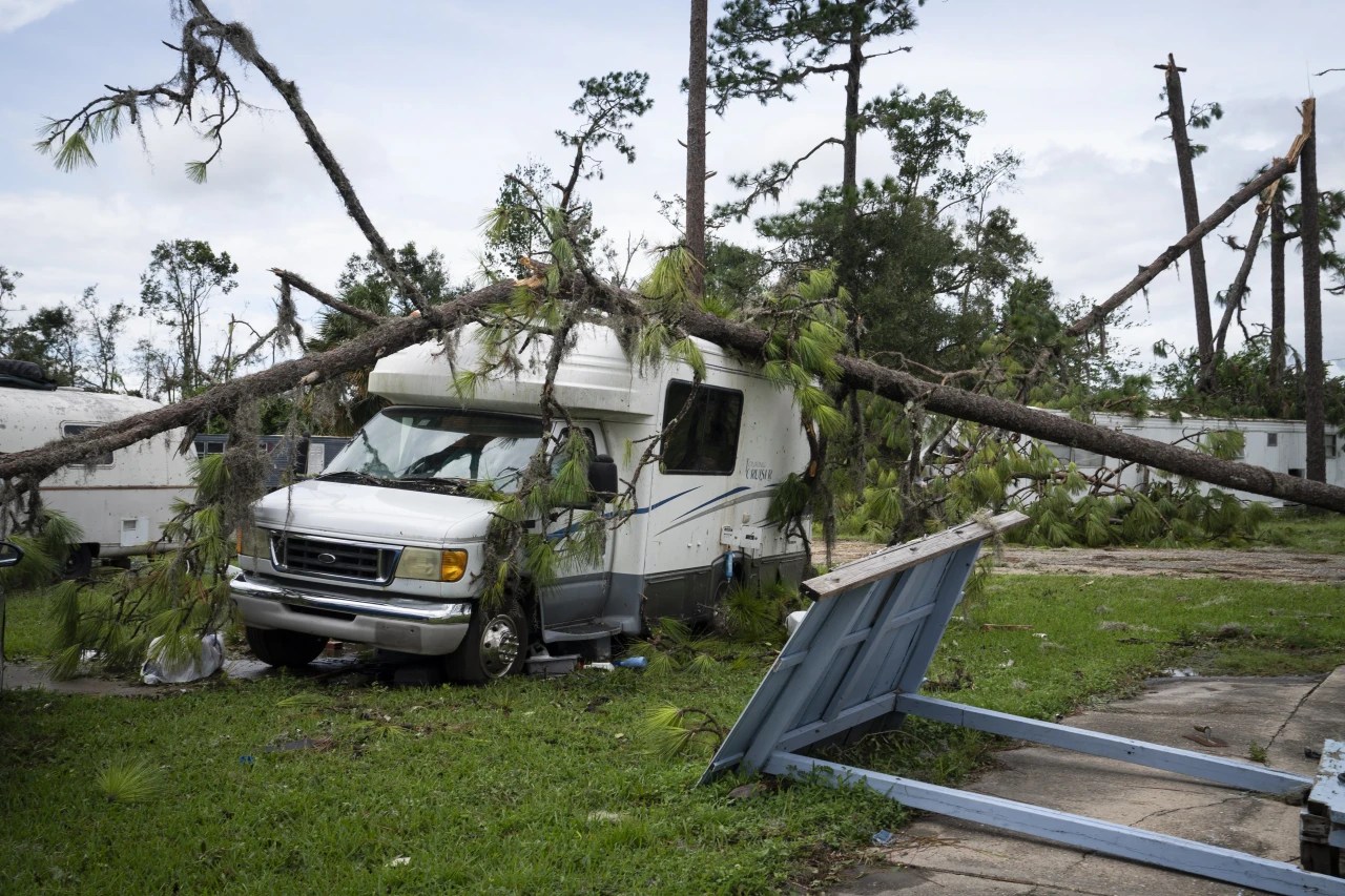 Photos Idalia Damages Mobile Home Park in Perry, Fla.