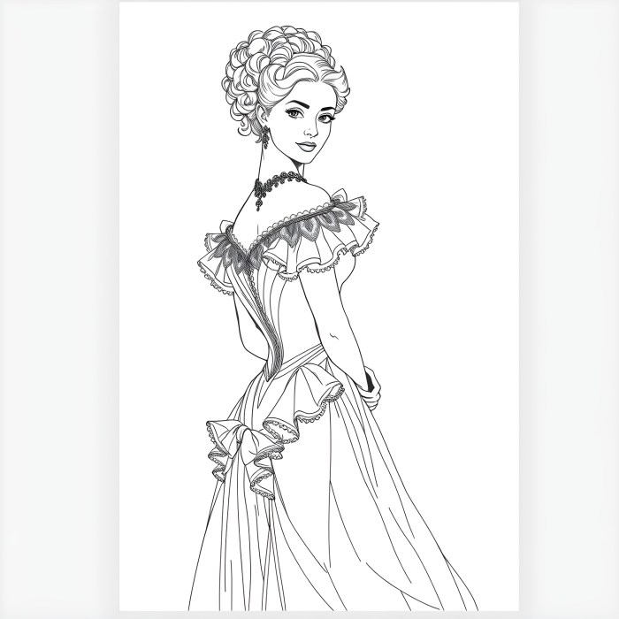 Victorian Gowns Coloring Book