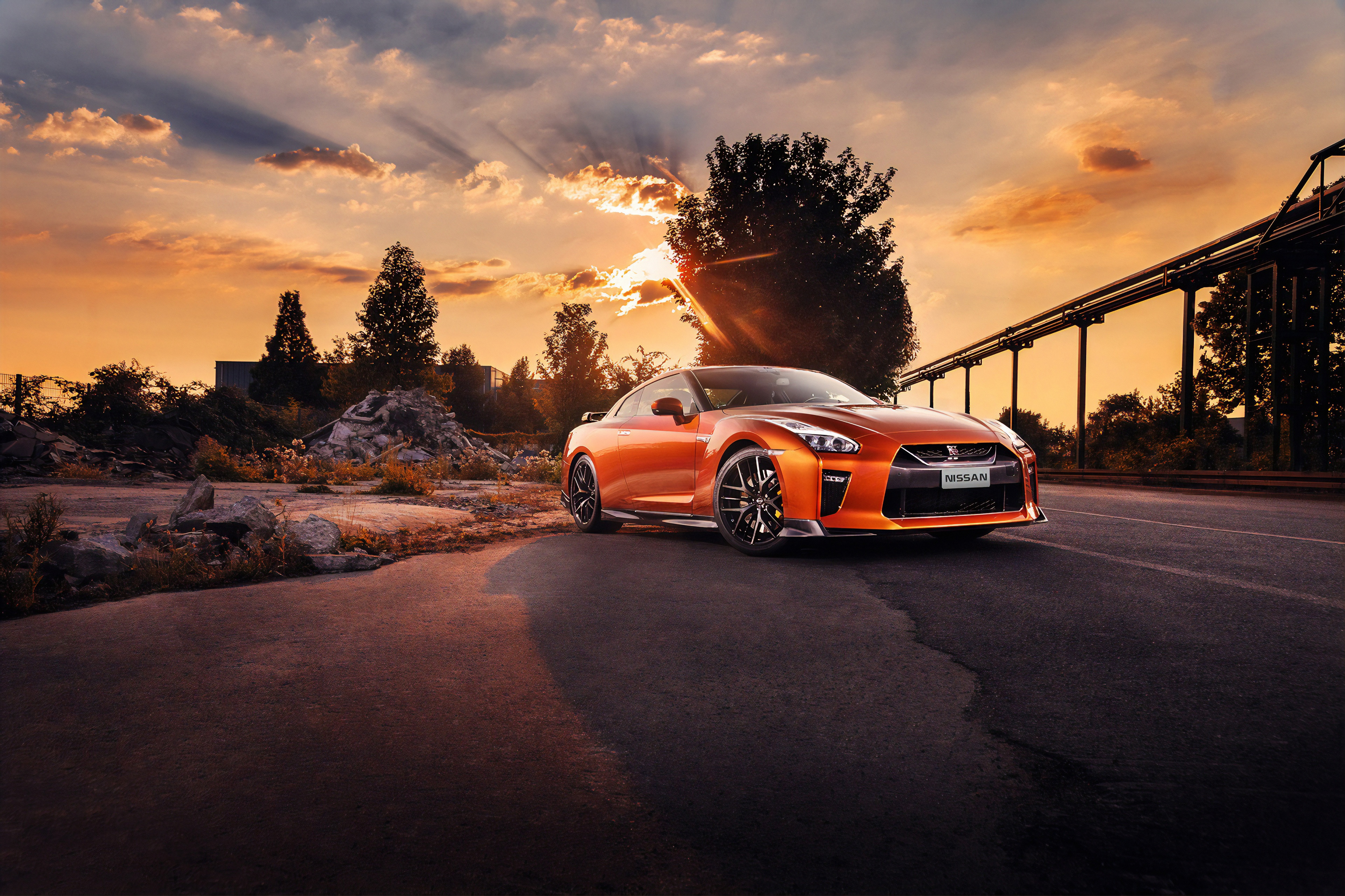 Download Supercar Orange Car Car Nissan Vehicle Nissan GTR 4k Ultra HD