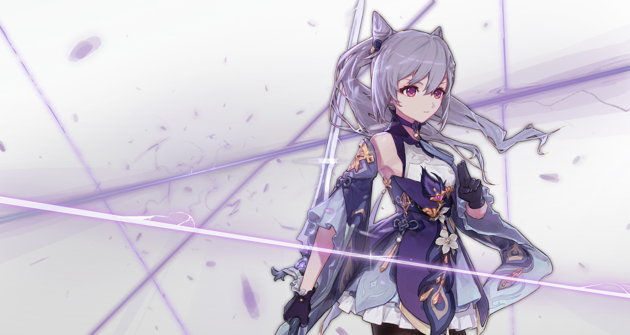 Keqing of Genshin Impact Elegant HD Wallpaper by 茂堂大画猹