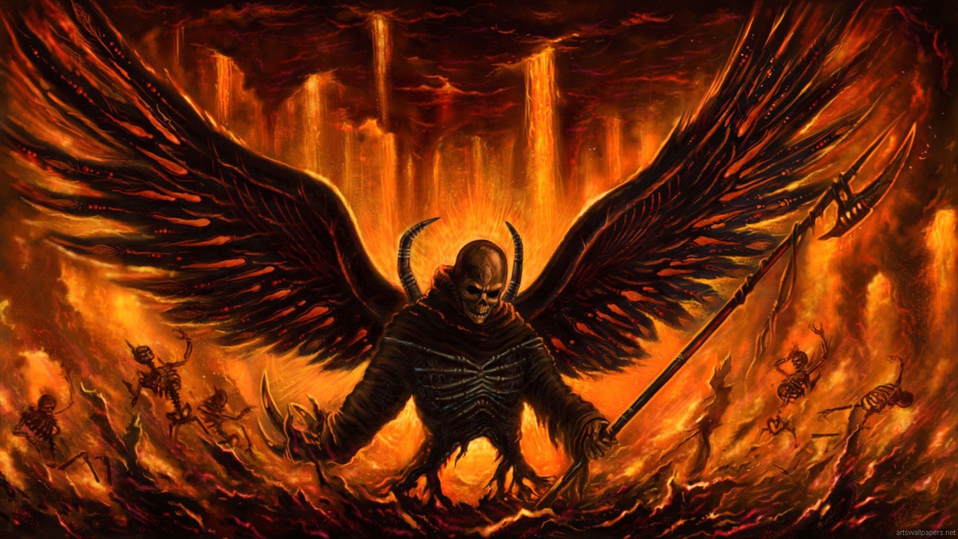 Dark Angel in Hellfire HD Wallpaper of the Occult