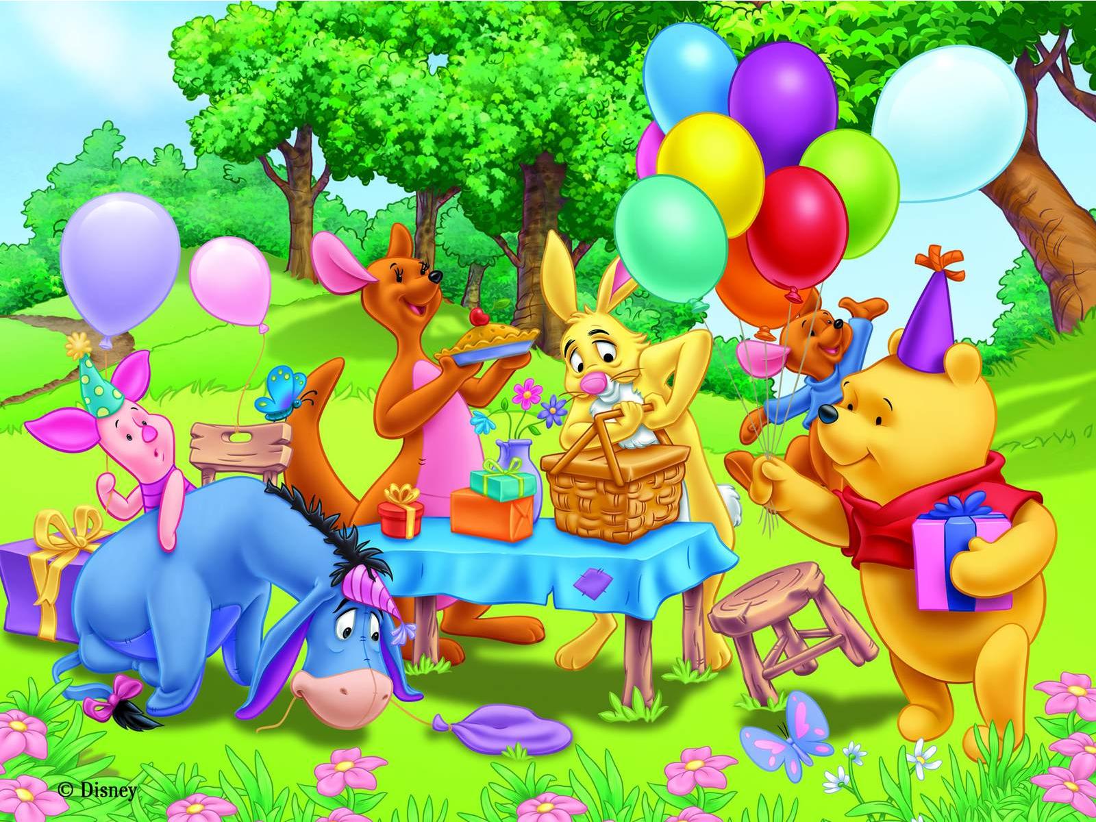 Winnie the Pooh and Friends HD Party Wallpaper