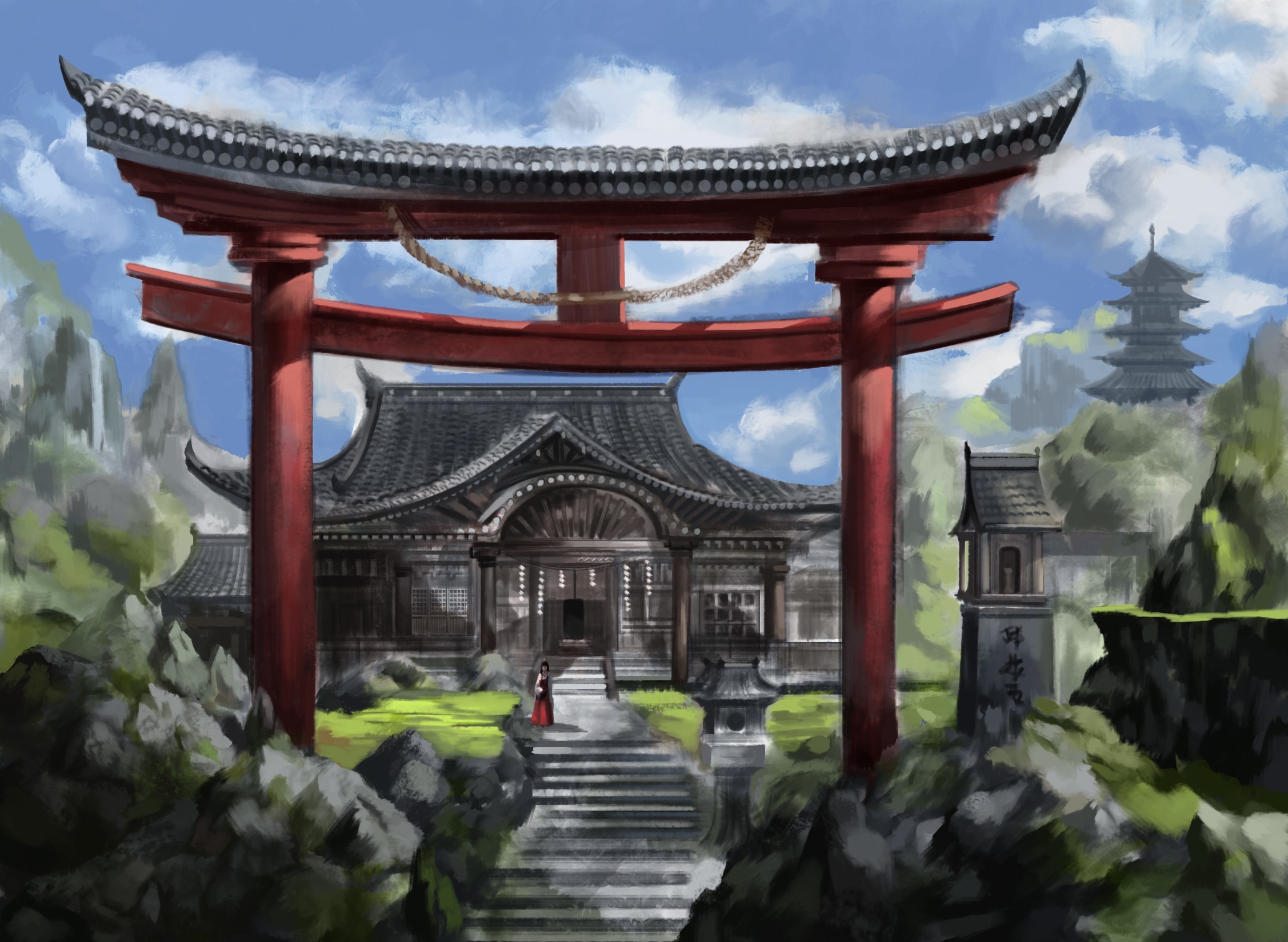Serene Forest Shrine HD Anime Wallpaper by NIK