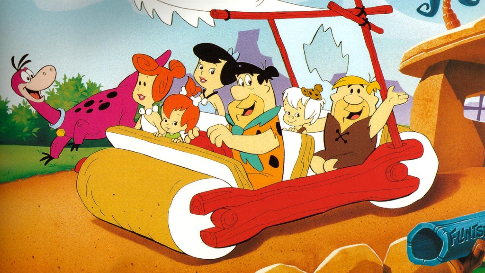 HD Wallpaper of The Flintstones Characters in Stone Age Fun