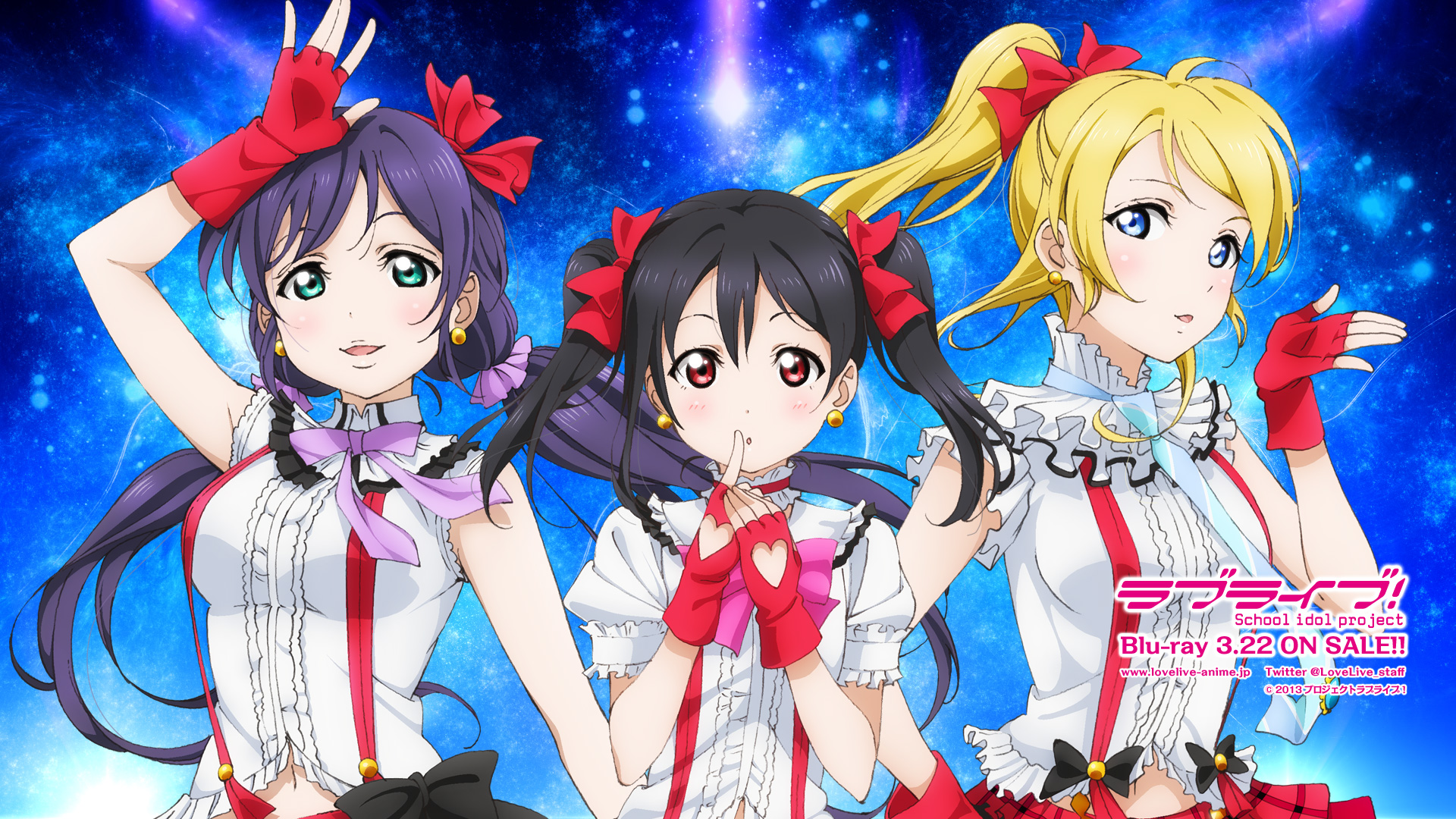 Love Live! HD Wallpaper Nico, Nozomi & Eri in Colorful Blush