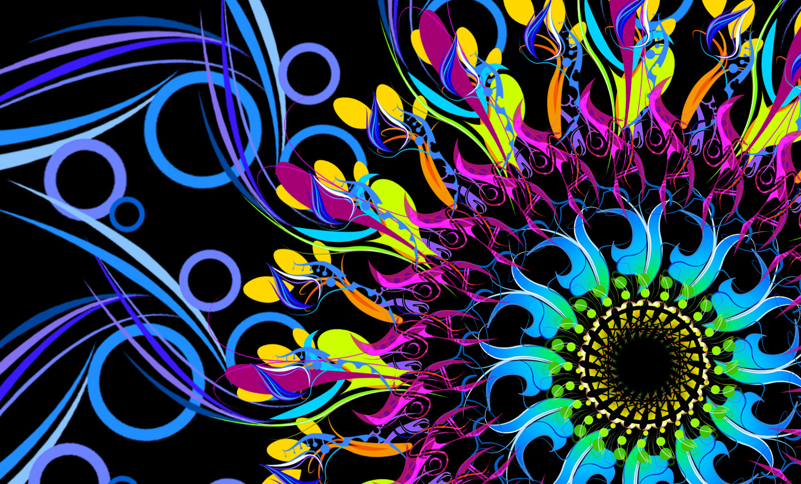 Neon Flower Abstract Wallpaper and Background Image 1600x966