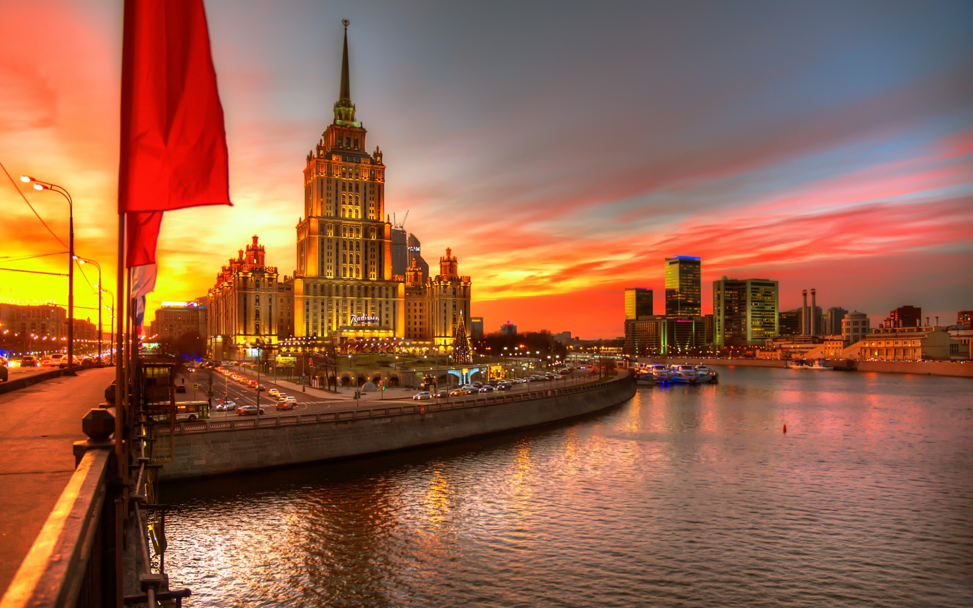 Download Sunset City Russia Man Made Moscow HD Wallpaper