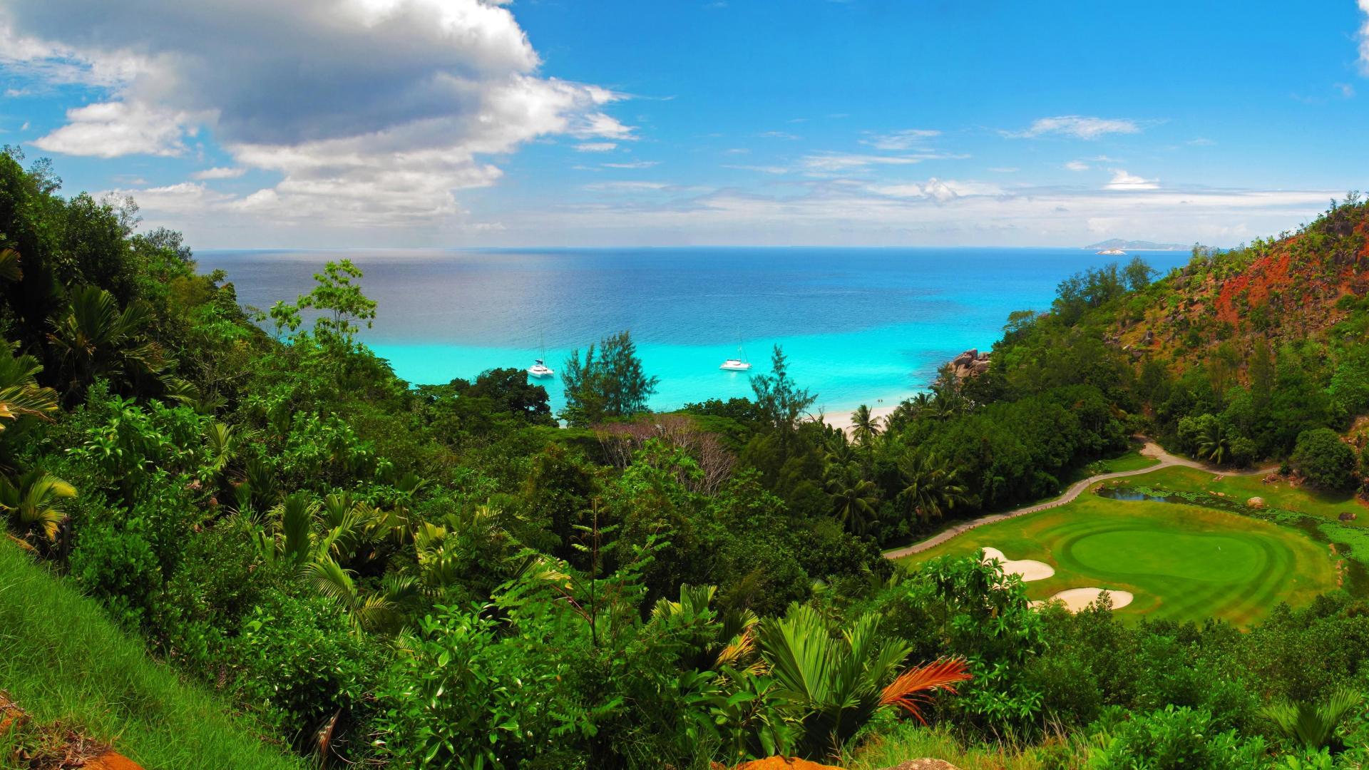 Download Horizon Sea Coastline Ocean Coast Man Made Golf Course HD